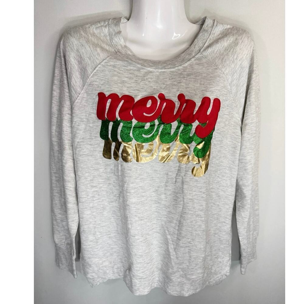 Philosophy Merry Crew Neck Pullover Sweatshirt Gray Women's Small NWT
